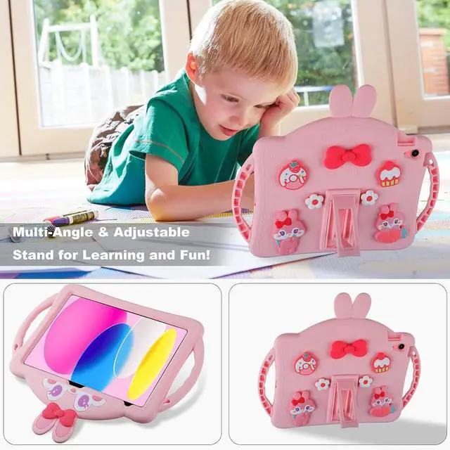 Alt view image 4 of 5 - Paorixln for iPad 6th/ 5th Generation Cases, iPad 9.7inch 2018/2017 Case for Kids Girls with Kickstand Strap Wallet, Soft Protective Tablet Cover for iPad Air 2nd Generation, iPad Pro 2016 (Pink)