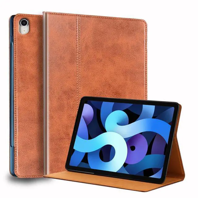 Main image of NANRUIL for Ipad Case Air 7th/6th Gen 11-inch M2/M3 2025/2024 and Ipad Air 5th/4th Gen 10.9-inch 2022/2020 Genuine Leather Cover Protective Shell,Auto Wake/Sleep.Brown