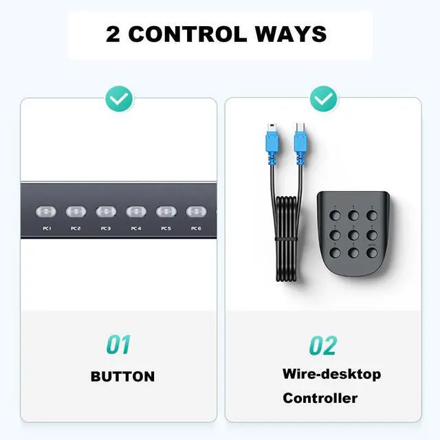 Alt view image 3 of 5 - MT-VIKI 8 Port KVM VGA Switch, Rack Mount KVM Switch 8x1, Included 8 VGA KVM Cable+ Wire-Desktop Controller+ Rack Ears