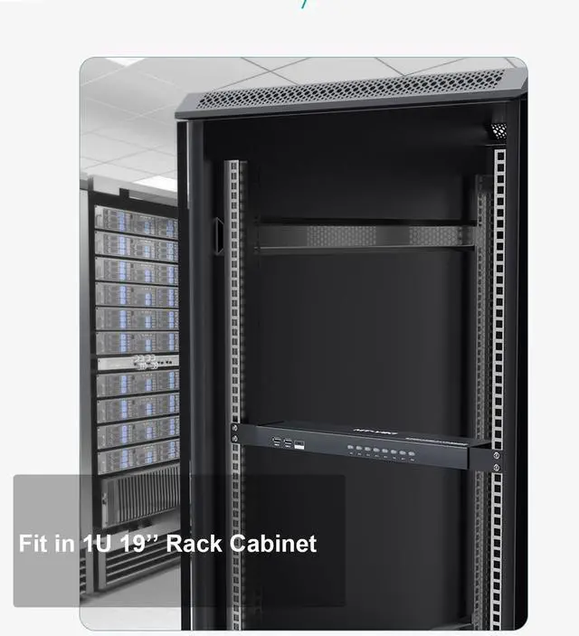 Alt view image 5 of 5 - MT-VIKI 8 Port KVM VGA Switch, Rack Mount KVM Switch 8x1, Included 8 VGA KVM Cable+ Wire-Desktop Controller+ Rack Ears