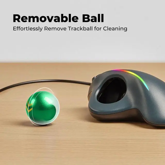 Alt view image 5 of 5 - Wired Trackball Mouse, Ergonomic Comfort Design Reduces Muscle Strain, Easy Thumb Control, Precision Tracking with 5 DPI Options, Dual USB-C/USB-A Interface Compatible for PC, Laptop, Mac, Windows