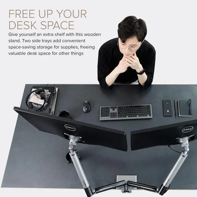 Alt view image 4 of 5 - POUT E12 Dual Monitor Arm Mount Stand  Adjustable Full Motion Desk Mount for 17-32 Screens, Supports 4-22lbs per Arm, VESA 75x75mm & 100x100mm (White/Silver)