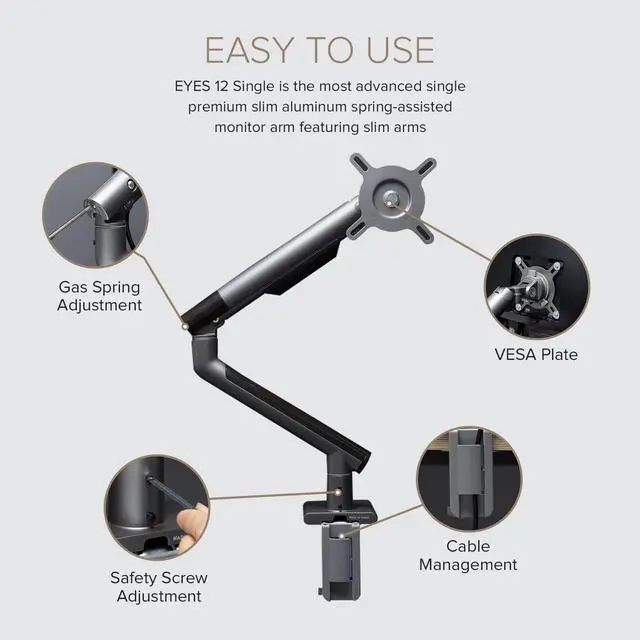 Alt view image 5 of 5 - POUT E12 Dual Monitor Arm Mount Stand  Adjustable Full Motion Desk Mount for 17-32 Screens, Supports 4-22lbs per Arm, VESA 75x75mm & 100x100mm (White/Silver)