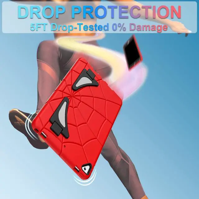 Alt view image 3 of 5 - Nitupai Case for iPad 9th / 8th / 7th Generation for Kids iPad 10.2 Case Heavy Duty Shockproof Rugged Protective iPad 9th 8th 7th Gen 10.2 Inch with Stand Screen Protector, Red+Black