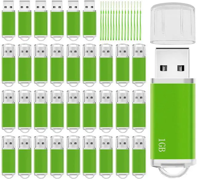 Main image of Nicepicten 1GB Flash Drive 50 Pack, USB 2.0 Thumb Drives Bulk Memory Sticks 1GB Fat USB Flash Drives Bulk Jump Drives Multipack with Lanyard (Green 50 Packs 1 GB)