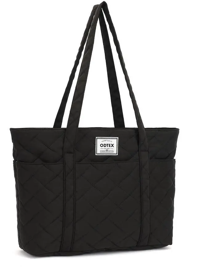 Main image of ODTEX LaptopTote Bag For Women,15.6 inch 16 inch Laptop Shoulder Bag Large Capacity Handbag for Work, Travel, Shopping (Black Embroidery)