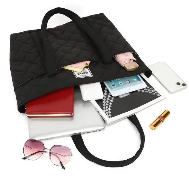 Alt view image 2 of 5 - ODTEX LaptopTote Bag For Women,15.6 inch 16 inch Laptop Shoulder Bag Large Capacity Handbag for Work, Travel, Shopping (Black Embroidery)