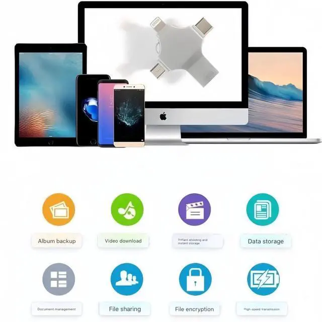 Alt view image 3 of 5 - 128GB USB Flash Drive Multifunctional Photo Stick Compatible with iPhone/iPad/Android/PC, High Speed Backup Thumb Drive Memory Stick External Storage for iPhone/iPad/Android/PC