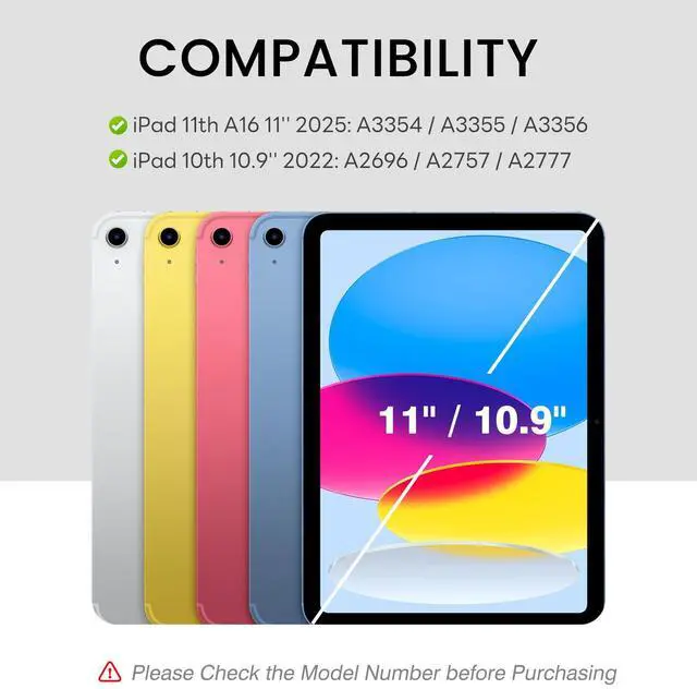 Alt view image 2 of 5 - OYEEICE for iPad 11th A16/ 10th Gen Case with Keyboard (2025/2022, 11/10.9 Inch) - Wireless, Detachable, Cover with Pencil Holder - Black