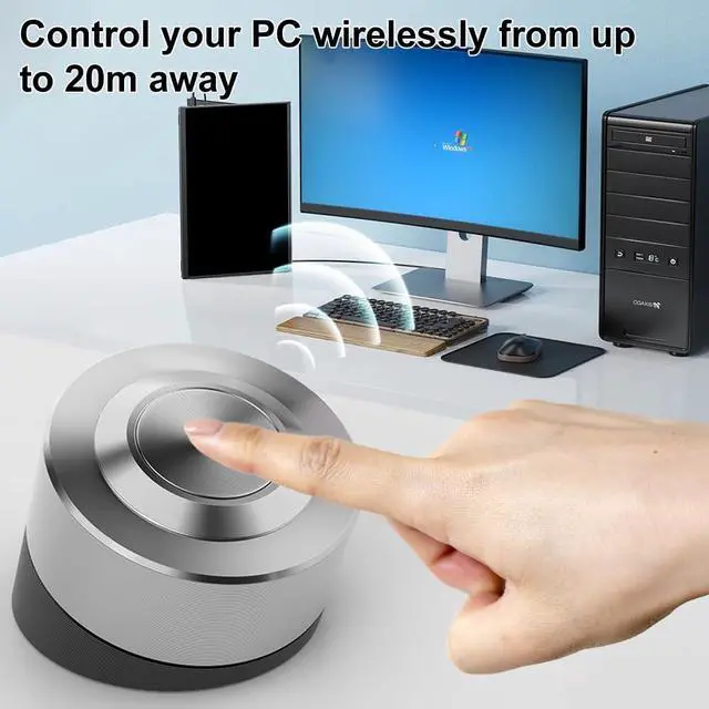 Alt view image 4 of 5 - Wireless PC Power Button, Remote PC Power Switch ON Off Reset Stainless Steel Button and Receiver for Computer Motherboard (Powered by 9 Pin USB)