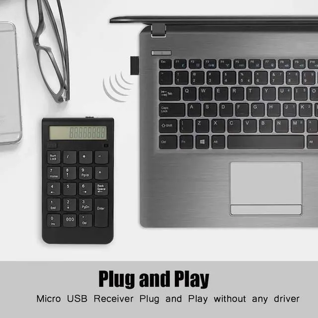 Alt view image 3 of 5 - USB Numeric Keypad Mini Number Pad 2.4G Keypad 29 Keys Number Keyboard with LCD Display for Laptop Desktop PC Pro