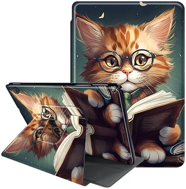 Main image of Case for All-New  Fire HD 10 Tablet (13th Generation 10.1", 2023 Release)- 360 Degree Rotating Multi-Angle Viewing Protective Cover with Auto Sleep/Wake-Reading Cat