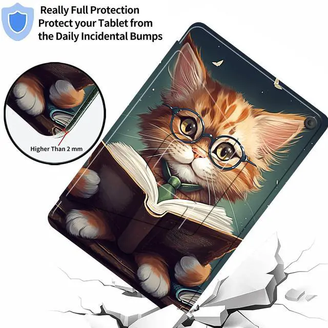 Alt view image 2 of 5 - Case for All-New  Fire HD 10 Tablet (13th Generation 10.1", 2023 Release)- 360 Degree Rotating Multi-Angle Viewing Protective Cover with Auto Sleep/Wake-Reading Cat