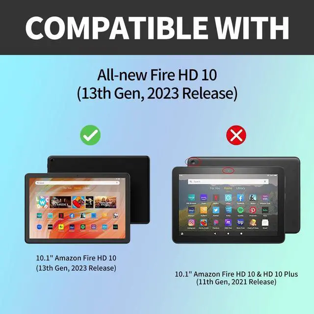 Alt view image 3 of 5 - Case for All-New  Fire HD 10 Tablet (13th Generation 10.1", 2023 Release)- 360 Degree Rotating Multi-Angle Viewing Protective Cover with Auto Sleep/Wake-Reading Cat