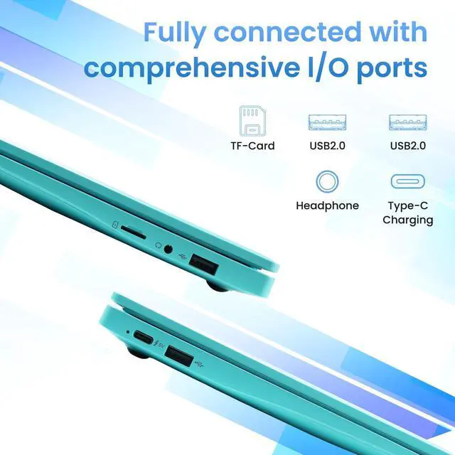 Alt view image 4 of 5 - Reuoptu 10.1 Inch Android 12.0 OS Laptop Computer,2GB RAM,64GB EMMC,AllWinner Quad-core 64-Bit Processor A133 Netbook,Ultra Slim Portable Business Office Study Laptop (Inches, 10, Blue)