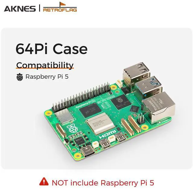 Alt view image 2 of 5 - AKNES Pi 5 Case, RetroFlag Crystal Case for Raspberry Pi 5 with Cooling Fan and Aluminum Heatsinks, SD Card Storage, Safe Shutdown and Safe Reset, MetaData in Emulation Station auto Saved