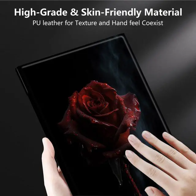 Alt view image 2 of 5 - for Microsoft Surface Pro 7/Pro 6/Pro 5/Pro 4 Case with Soft TPU Buffer, PU Leather Cover, 360deg Swivel Stand, Auto Wake/Sleep, Shockproof Cool for Surface Pro Case, Roses in The Rain