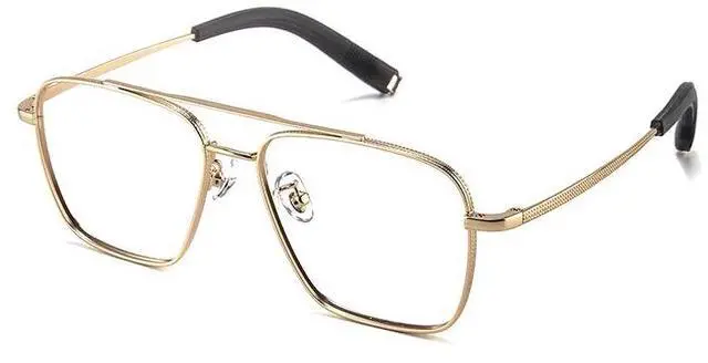 Main image of PRIVOZA Oversized Blue Light Blocking Glasses for Men Double Bridge Retro Metal Eyeglasses/Gaming Glasses UV400 Protection (Glod)