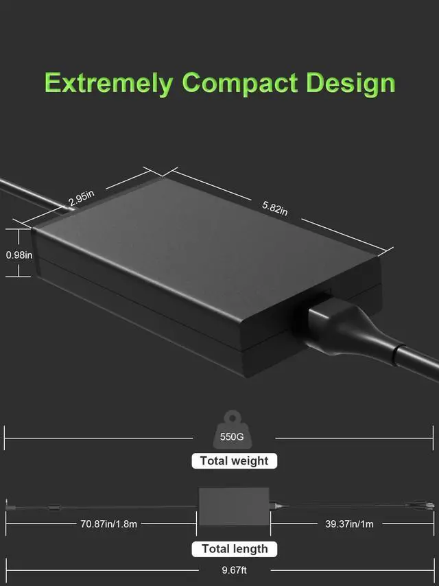 Alt view image 5 of 5 - PowerPortnerLink 135W Charger Compatible with Acer Nitro 5 7 V16 V15 V17 V14 AN515 AN517 AN715 N20C1 Aspire 7 VX 15 ConceptD Laptop C27 Z3 Z24 CA24I2 AIO Desktop AC Adapter