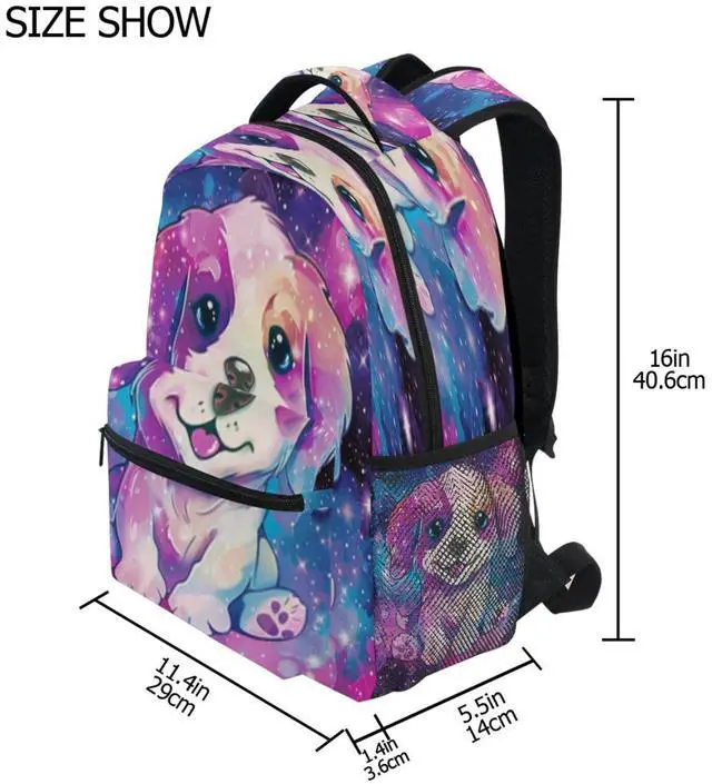 Alt view image 4 of 5 - Kcldeci Toddler Backpack for School puppy dog Pink Galaxy Space Boys Girls Kids School Bags Bookbag Elementary Children Bookbags