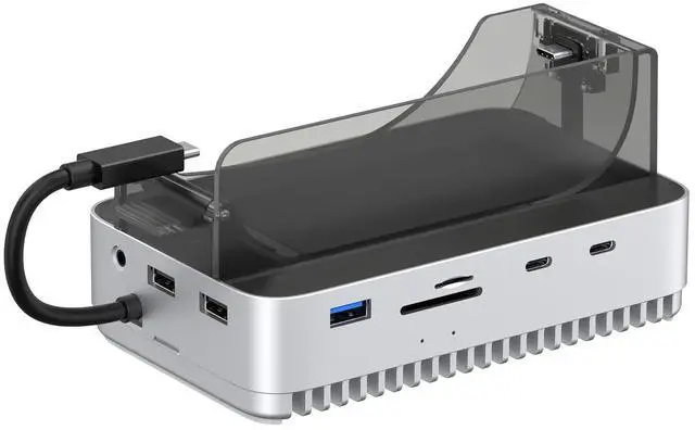 Main image of Qwiizlab 40Gbps Mac mini M4/M4 Pro Stand Hub with NVMe SSD Enclosure, Docking Station with USB-C 10Gbps, USB-A 10Gbps, TF/SD 4.0 Card Readers 312MB/s, USB-A 2.0, Fits M.2 PCIe up to 8TB