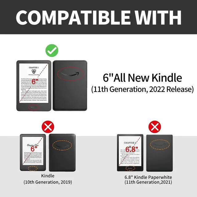 Alt view image 2 of 5 - Rossy Case for 6" All-New Kindle 11th Generation 2022 Release (ONLY Fit 6 inch Basic Kindle Case 2022) Slim PU Leather Adjustable Stand Smart Cover with Auto Wake/Sleep,Butterfly Moth