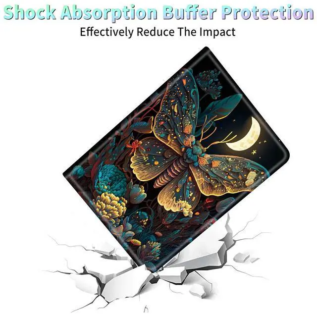 Alt view image 4 of 5 - Rossy Case for 6" All-New Kindle 11th Generation 2022 Release (ONLY Fit 6 inch Basic Kindle Case 2022) Slim PU Leather Adjustable Stand Smart Cover with Auto Wake/Sleep,Butterfly Moth