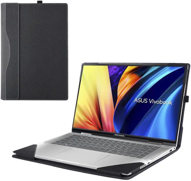 Main image of RUNMEIJIA Laptop Case Cover for 16-inch ASUS VivoBook 16X S3604 K3605&VivoBook 16 X1605 M1605 Sleeve, Detachable 2-in-1 PU Leather Protective Shell Sleeve (Black)