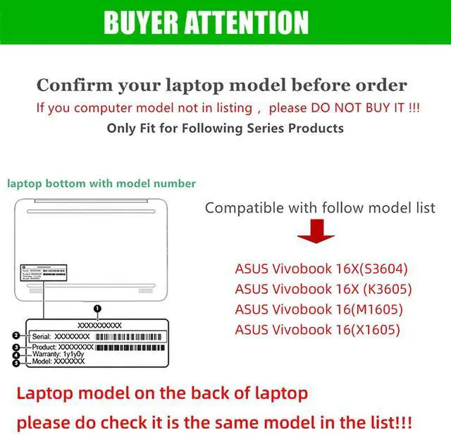 Alt view image 2 of 5 - RUNMEIJIA Laptop Case Cover for 16-inch ASUS VivoBook 16X S3604 K3605&VivoBook 16 X1605 M1605 Sleeve, Detachable 2-in-1 PU Leather Protective Shell Sleeve (Black)
