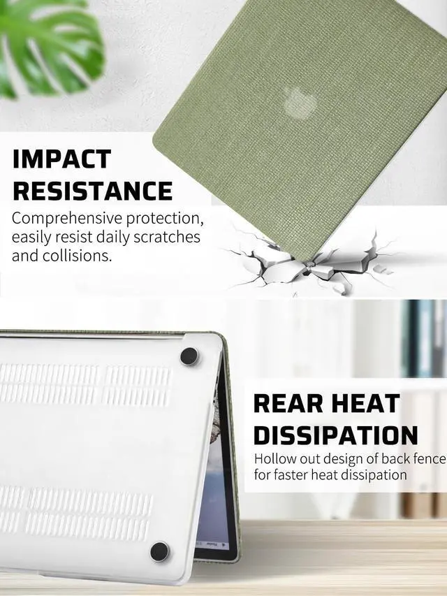 Alt view image 5 of 5 - Seorsok Compatible with MacBook Pro 16 inch Case 2024-2021 M4 M3 M2 M1 A3403 A3186 A2991 A2780 A2485 Touch ID,Elegant Leather Plastic Hard Shell Case with Transparent Keyboard Cover,Green Woven