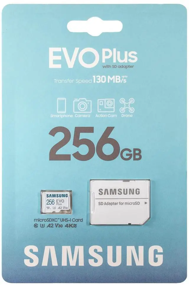 Alt view image 2 of 5 - Samsung Memory Card EVO Plus w/SD Adapter 256GB Micro SDXC for Samsung Phone Models Galaxy A15 5G, A25 5G, A35 5G, A55 5G (MB-MC256SA) Bundle with 1 Everything But Stromboli MicroSD Card Reader