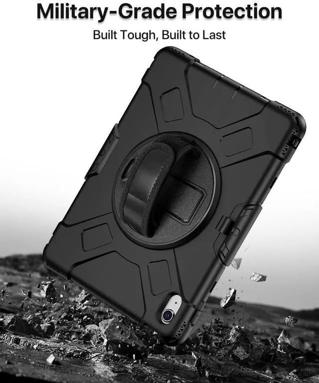 Alt view image 5 of 5 - for iPad(A16) 11 inch 2025 case/10.9 inch iPad 10th Generation Case, Heavty Duty Shockproof Full Protective Case with Screen Protector and Rotatable Hand Strap, Shoulder Strap (Black)