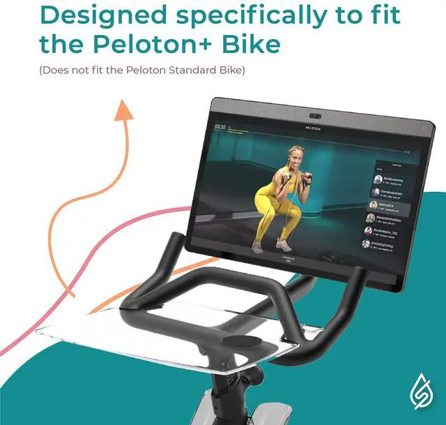 Alt view image 3 of 5 - OVVE HOME Selina for Peloton Bike Desk Tray Table for Laptop, Tablet, Phone & More | Premium Clear Acrylic Holder Compatible with Peloton Bike Plus - Selina Peloton Accessories (Bike+)