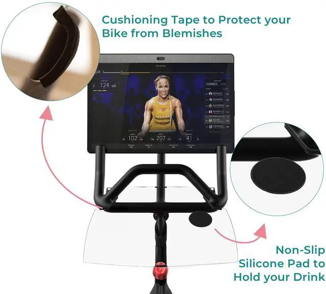 Alt view image 4 of 5 - OVVE HOME Selina for Peloton Bike Desk Tray Table for Laptop, Tablet, Phone & More | Premium Clear Acrylic Holder Compatible with Peloton Bike Plus - Selina Peloton Accessories (Bike+)