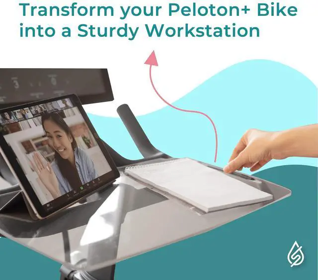 Alt view image 5 of 5 - OVVE HOME Selina for Peloton Bike Desk Tray Table for Laptop, Tablet, Phone & More | Premium Clear Acrylic Holder Compatible with Peloton Bike Plus - Selina Peloton Accessories (Bike+)