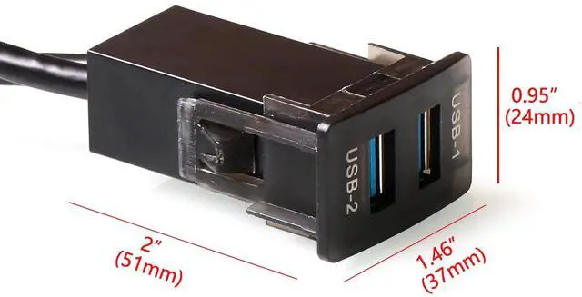 Alt view image 2 of 5 - Timloon Dual USB 3.0 Car Dash Flush Mount Extension Cable Length 3.3FT 1M for Honda(Size:0.95''x1.46"x2")