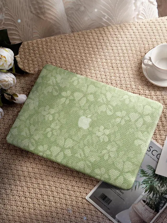 Alt view image 4 of 5 - Seorsok Compatible with MacBook Air 15 inch Case 2023 2024 2025 Release M4 A3241 M3 A3114 M2 A2941 Liquid Retina Display Touch ID,Leaves Printed Leather Plastic Hard Shell Case&Keyboard Cover,Green