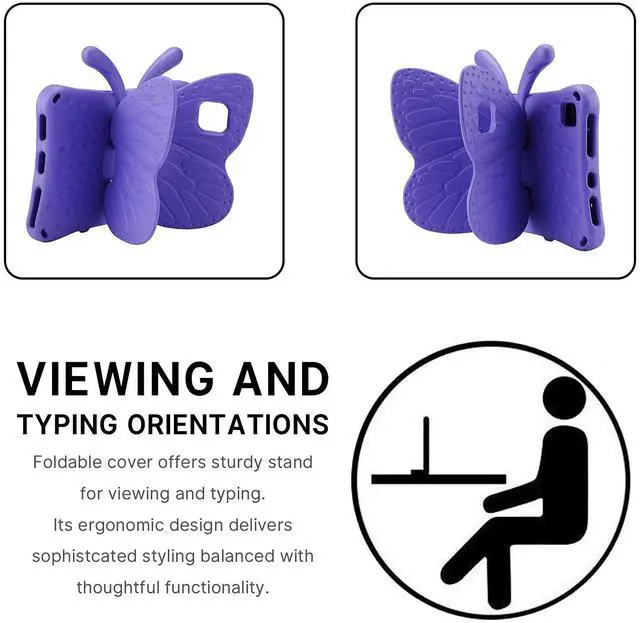 Alt view image 5 of 5 - Simicoo Fire HD 10 Kids Tablet 11th Gen 2021 2023 Case 10.1 Cute Butterfly Kids Pro Case with Stand Light Weight EVA Rugged Shockproof Heavy Duty Kids Friendly Full Cover for Kids Girls (Purple)
