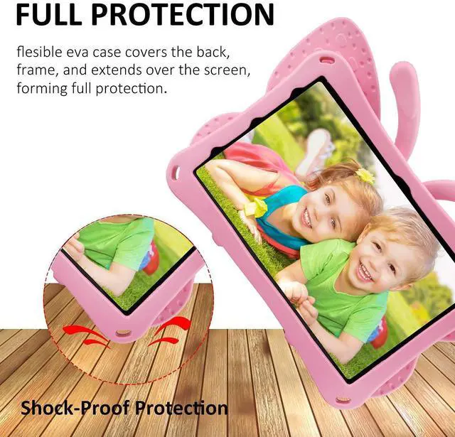 Alt view image 4 of 5 - Simicoo Fire HD 10 Tablet 11th Gen 2021 case Cute Butterfly Case with Stand for Kids Light Weight EVA Rugged Shockproof Heavy Duty Kids Friendly Full Cover for Fire HD 10 11th Gen 2021 (Pink)