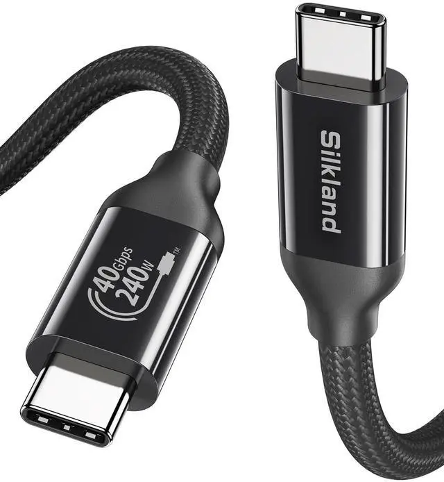 Main image of Silkland USB 4 Cable for Thunderbolt 4 [5FT/1.5M], 40Gbps Data Sync, 8K/5K@60Hz, 240W Fast Charging, USB C Thunderbolt Cable, Compatible for MacBook, iPhone 16, iPad, SSD, Docking, eGPU, Black