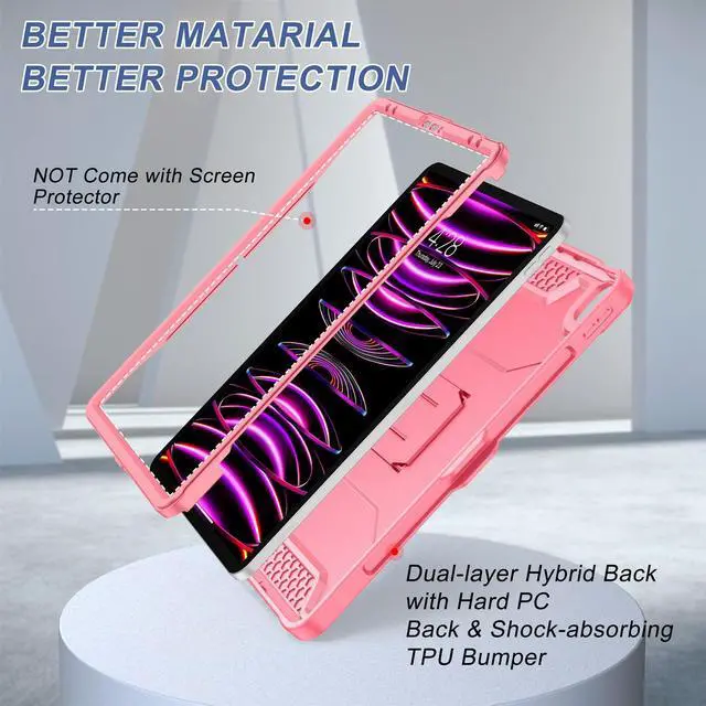 Alt view image 5 of 5 - Soke Case for iPad Pro 12.9 Inch 6th/5th/4th Generation(2022/2021/2020 Release), Rugged Shockproof Protective Cover with Built-in Kickstand for Apple iPad Pro 12.9 - Watermelon Pink