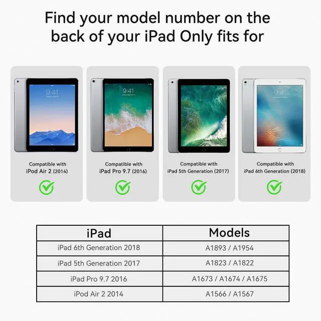 Alt view image 2 of 5 - Stweap Case for iPad 6th/5th Generation 9.7'' with Screen Protector Pencil Holder [360 Rotating Hand Strap] &Stand, Drop-Proof Case for iPad 6th/5th/ Air 2/ Pro 9.7 (Black&Sky Blue)