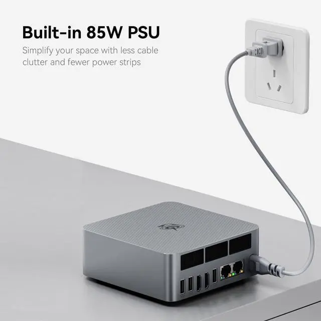 Alt view image 2 of 5 - Beelink EQR6 Ai Mini PC, AMD Ryzen 7 6800U(8C/16T, Up to 4.7GHz), Copilot Mini Computer 32G LPDDR5 RAM 1TB NVMe SSD, Built-in Power Supply 4K@60Hz Dual Display HDMI2.1/WiFi6/BT5.2/1000Mbps