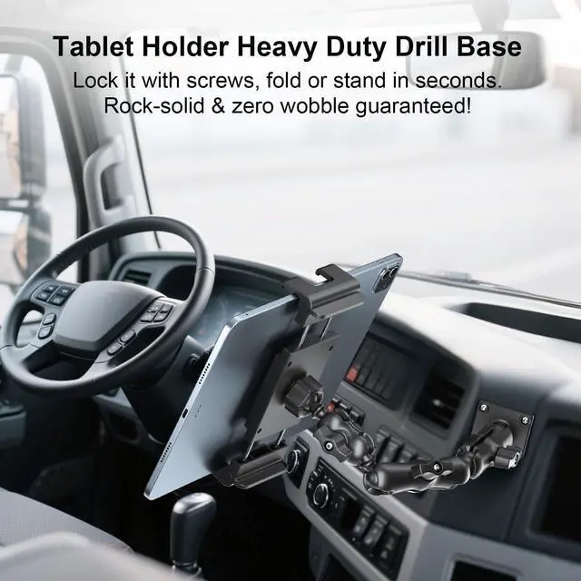 Alt view image 2 of 5 - PLDHPRO Tablet Holder for Car Dashboard Heavy Duty Drill Base 360deg Adjustable 3-Stage Stand Dash Mount Compatible with iPad, Galaxy Tab, Fire HD, 5.1-15.6'' Phone Tablets for Truck Wall Desk Vehicle
