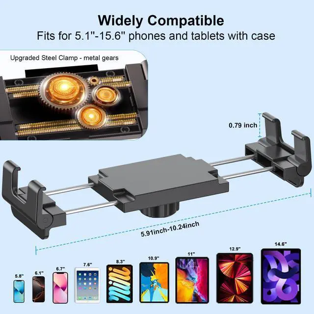 Alt view image 4 of 5 - PLDHPRO Tablet Holder for Car Dashboard Heavy Duty Drill Base 360deg Adjustable 3-Stage Stand Dash Mount Compatible with iPad, Galaxy Tab, Fire HD, 5.1-15.6'' Phone Tablets for Truck Wall Desk Vehicle