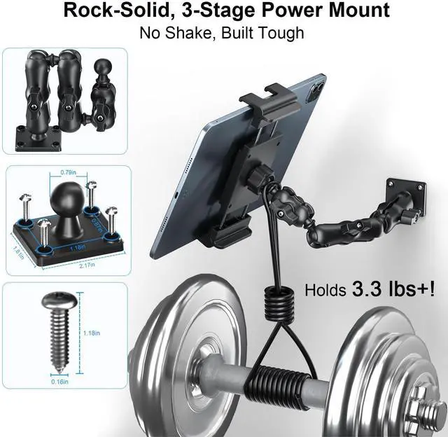 Alt view image 5 of 5 - PLDHPRO Tablet Holder for Car Dashboard Heavy Duty Drill Base 360deg Adjustable 3-Stage Stand Dash Mount Compatible with iPad, Galaxy Tab, Fire HD, 5.1-15.6'' Phone Tablets for Truck Wall Desk Vehicle