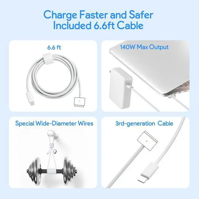 Alt view image 3 of 3 - 70W Magnetic 3 Mac Book Pro Charger- Compatible with MacBook pro 14 inch(2021-2023) & Mac Book Air 13/15 inch(2022-2024),Include 6.6FT USB C to 3 Braided Cable