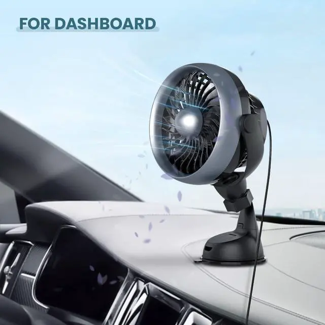 Alt view image 3 of 5 - Portable Car Fan with Strong Suction and 4 Speeds,USB Dashboard Cooling Air Wall Fan for Sedan SUV RV Auto Vehicles Home, Window, Windshield, Bathroom, 4.92ft Cord, 5V, Quiet, Bonus Aroma Function