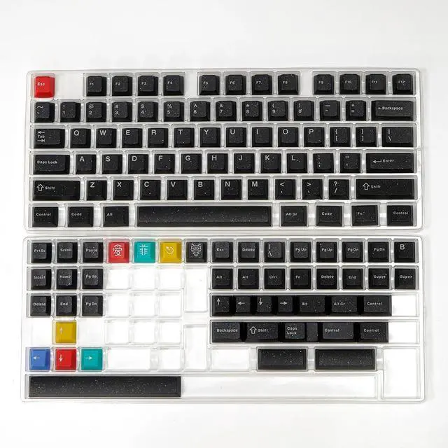 Alt view image 5 of 5 - 114 Keys Doubleshot Translucent Keycaps, Glitter Neon keycaps, Cherry Profile Keycap Set for 60% 65% 75% Mechanical Keyboard Cherry Mx Switches