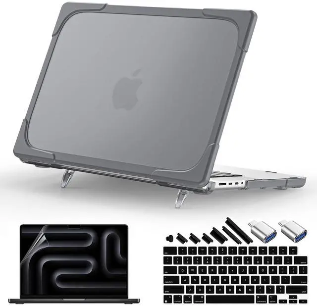 Main image of Teryeefi [Durable] & [Heavy Duty] Foldable Kickstand Case for MacBook Pro 14 inch M4 M3 M2 M1 Pro Max Chip 2025 2024 2023 2021 Released, Shockproof Anti-Scratch and Anti-Fingerprint Hard Shell, Grey